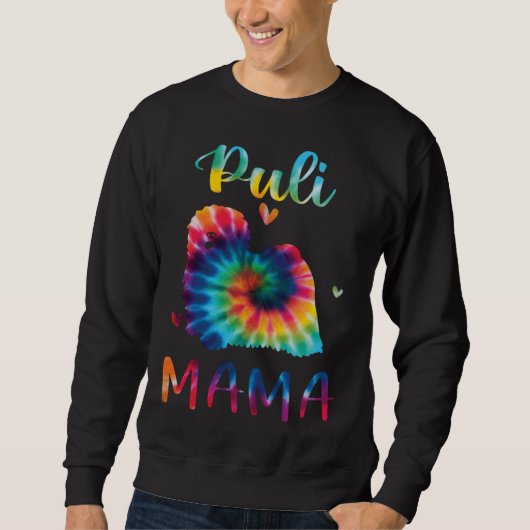 Puli Mama Tie Dye Dog Mom Mothers Day スウェットシャツ (正面)