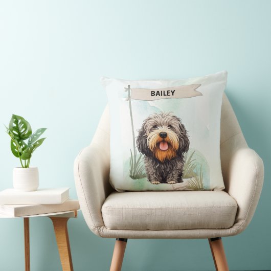 Puli Watercolor Personalized Dog クッション (椅子)