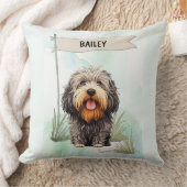 Puli Watercolor Personalized Dog クッション (ブランケット)