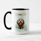 Puli Watercolor Personalized Dog マグカップ (左)