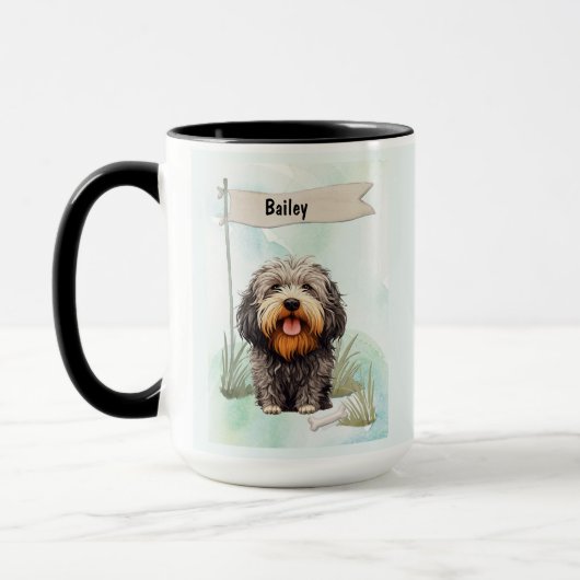 Puli Watercolor Personalized Dog マグカップ (左)