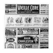 Pulicidad, periodico antiguo, blanco y negro タイル (正面)