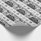 Pulicidad, periodico antiguo, blanco y negro ラッピングペーパー (角)