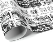 Pulicidad, periodico antiguo, blanco y negro ラッピングペーパー (ロールコーナー)