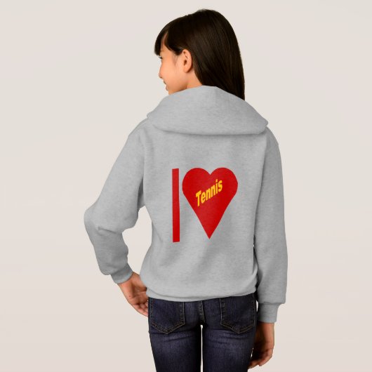 Pull à capuche acier dos filles  I LOVE TENNIS (裏面フル)