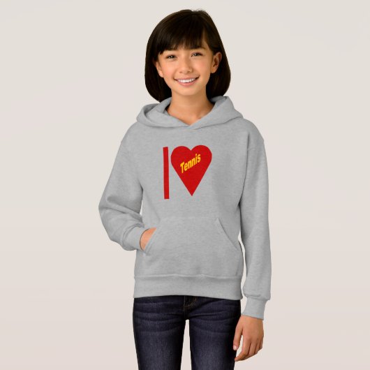 Pull à capuche acier filles  I LOVE TENNIS (正面フル)