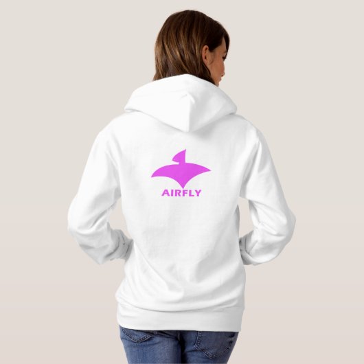 Pull à Capuche Blanc Pour Femmes (AirFly Pink) パーカ (裏面フル)