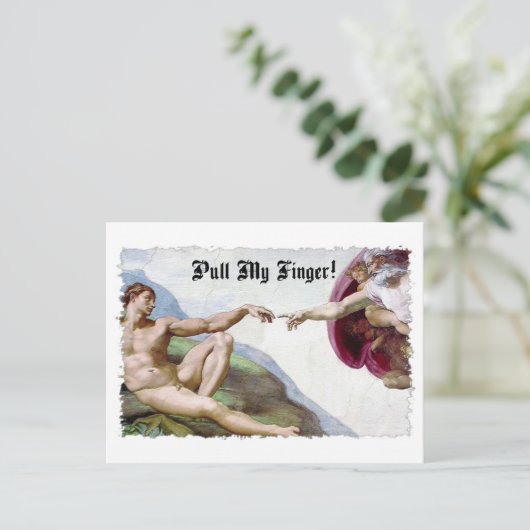 Pull My Finger - Michelangelo Creation Fart Mous ポストカード (スタンド正面)