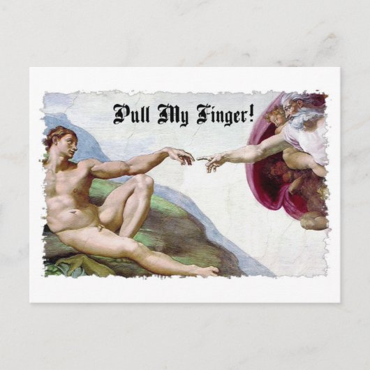 Pull My Finger - Michelangelo Creation Fart Mous ポストカード (正面)