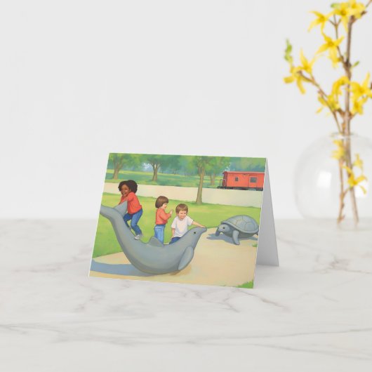 Pullen Park Raleigh NC Illustration カード (黄色い花)