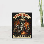 Pullin Wire Til I Retire Funny Electrician Lineman カード (正面)