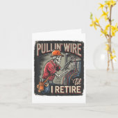 Pullin Wire Til I Retire Skeleton Electrician Vint カード (黄色い花)