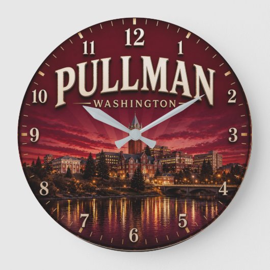 Pullman Washington College Town ラージ壁時計 (正面)