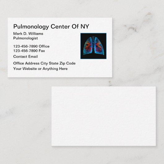 Pulmonologist Medical Business Card 名刺 (正面/裏面)