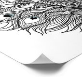 Pulsating Peacock Feather Decoupage Template Line  ポスター (角)