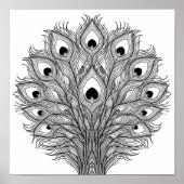 Pulsating Peacock Feather Decoupage Template Line ポスター (正面)