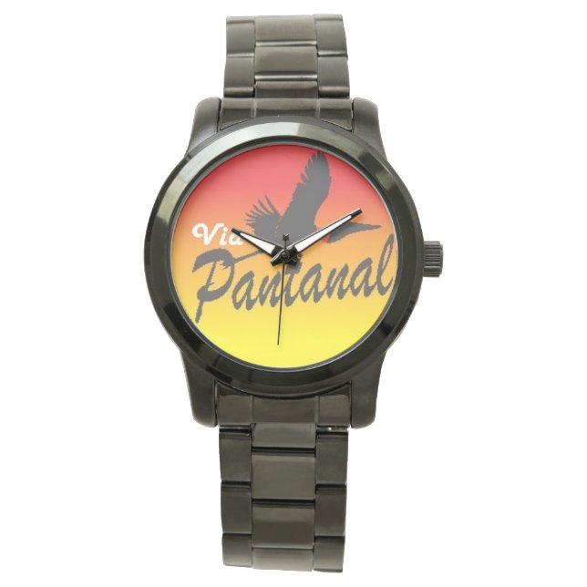 Pulseira de relógio Unisex Grande Preta 腕時計 (正面)