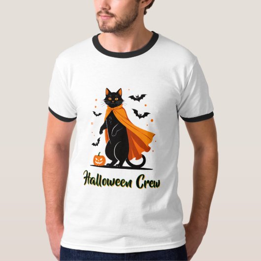 Pumkin Black Cat Halloween T-Shirt Tシャツ (正面)
