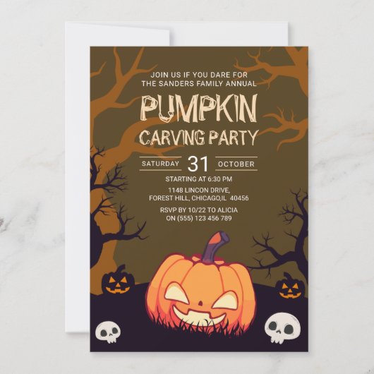 Pumkin Carving Party Halloween 招待状 (正面)