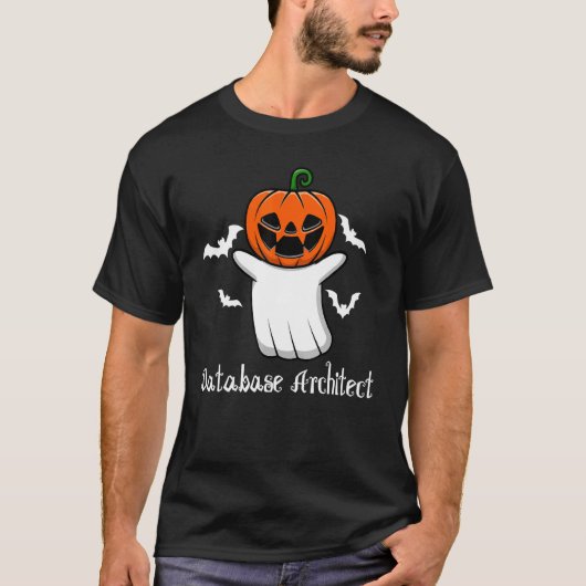 Pumpkin幽霊データベースアーキテクトDbハロウィーン Tシャツ (正面)