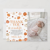 Pumpkin 1st Birthday Photo Thank You Card 招待状 (正面)