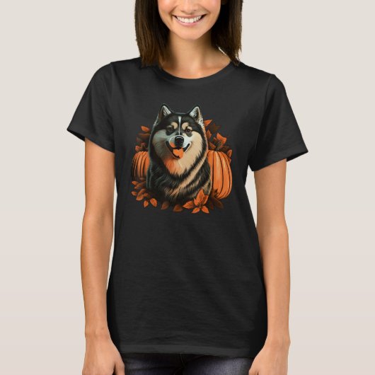 Pumpkin Alaskan Malamute costume Alaskan Malamute Tシャツ (正面)