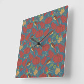 Pumpkin and carrot seamless pattern red and blue スクエア壁時計 (傾斜)