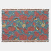 Pumpkin and carrot  seamless pattern red and blue スローブランケット (正面)