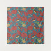 Pumpkin and carrot  seamless pattern red and blue タペストリー (正面)