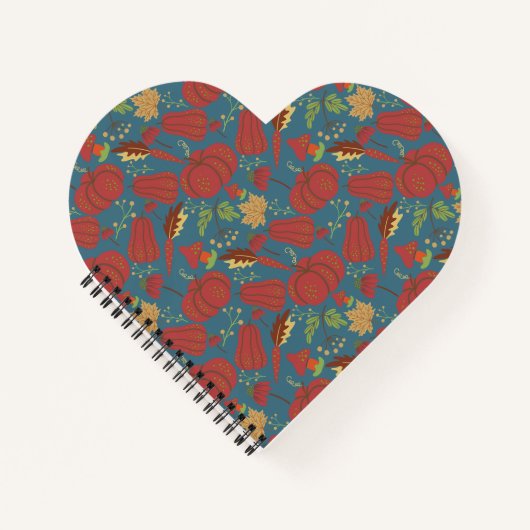 Pumpkin and carrot  seamless pattern red and blue ノートブック (正面)