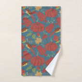 Pumpkin and carrot seamless pattern red and blue バスタオルセット (ハンドタオル)