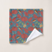 Pumpkin and carrot seamless pattern red and blue バスタオルセット (ウォッシュタオル)