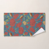 Pumpkin and carrot seamless pattern red and blue バスタオルセット (ハンドタオル)