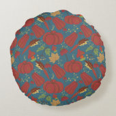 Pumpkin and carrot seamless pattern red and blue ラウンドクッション (裏面)
