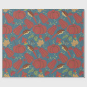 Pumpkin and carrot seamless pattern red and blue ラッピングペーパー (フラット)