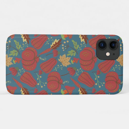 Pumpkin and carrot  seamless pattern red and blue Case-Mate iPhoneケース (裏面(横))
