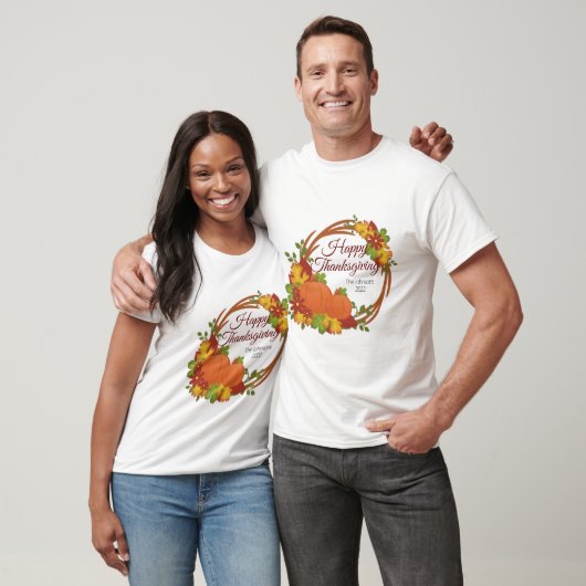 Pumpkin and Flower Thanksgiving Wreath Tシャツ (ユニセックス)