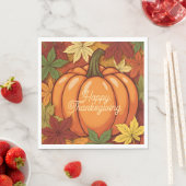 Pumpkin and Leaves Thanksgiving スタンダードランチョンナプキン (インサイチュ)