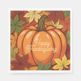 Pumpkin and Leaves Thanksgiving スタンダードランチョンナプキン