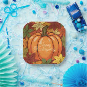 Pumpkin and Leaves Thanksgiving ペーパープレート (パーティー)