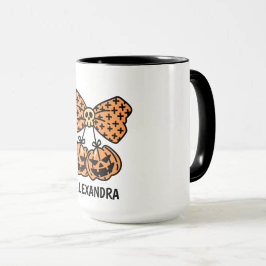 Pumpkin and skull boo Halloween Personalized Name  マグカップ (正面右)