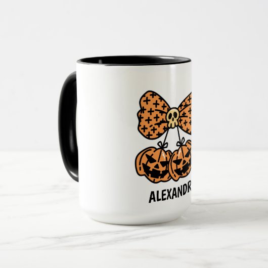 Pumpkin and skull boo Halloween Personalized Name  マグカップ (正面左)