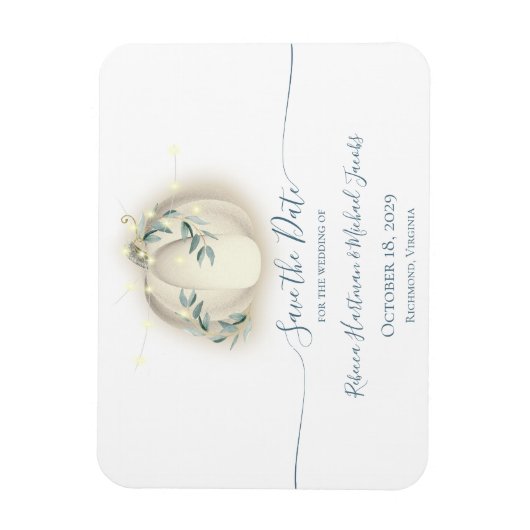 Pumpkin and String Lights Botanical Vines Magnet マグネット (縦)