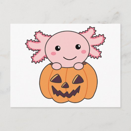 Pumpkin Axolotl Lovers Sweet Animals For Halloween ポストカード (正面)