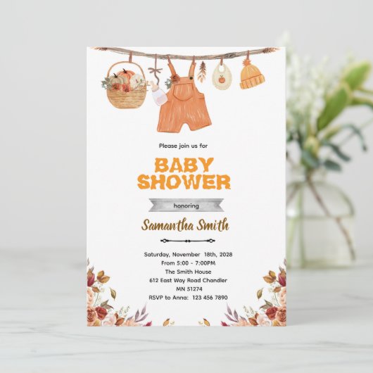 Pumpkin baby shower invitation 招待状 (スタンド正面)