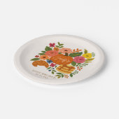 Pumpkin Baby Shower Paper Plate, Fall Floral ペーパープレート (アングル)