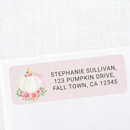 Pumpkin Baby Shower Pink Return Address ラベル