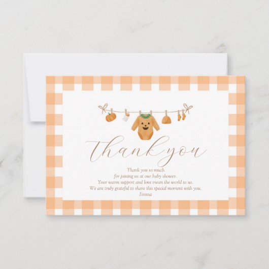 Pumpkin Baby Shower Thank You Card サンキューカード (正面)