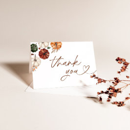 Pumpkin Baby Shower Thank You Card, Boho Fall Baby サンキューカード
