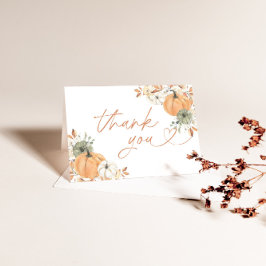 Pumpkin Baby Shower Thank You Card, Boho Fall Baby サンキューカード